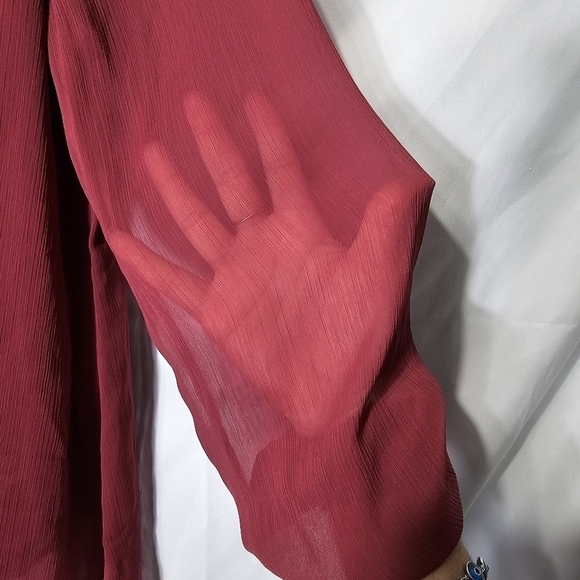 Soft surroundings small sheer cover with unique buttons long sleeve top - Picture 4 of 6